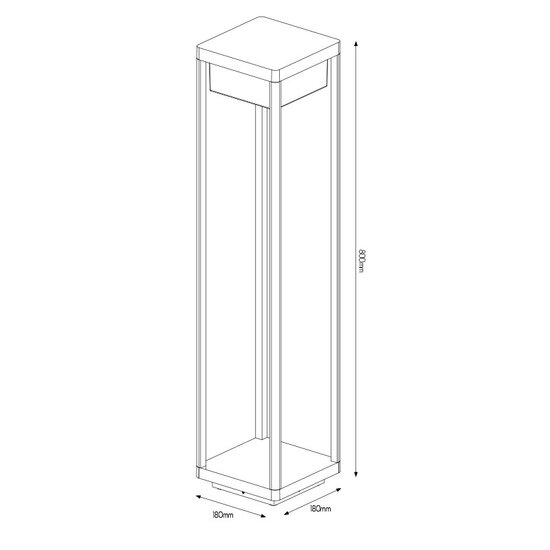Fantasia Neres terrace lamp, black metal, 80 cm tall, LED 9 W, 1100 lumens, 3000K warm white, IP65 waterproof, 220 V