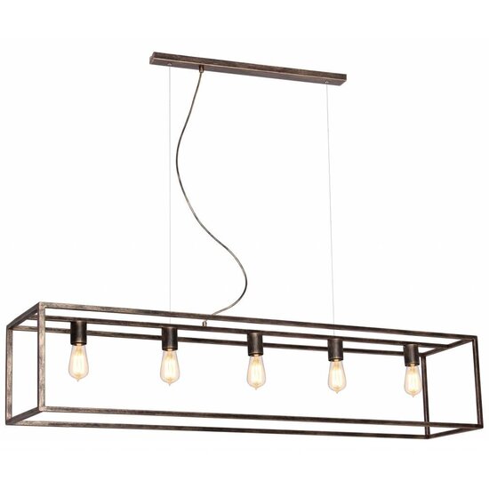 Fantasia Kago hanging lamp black, steel cables 125 cm, 5x E27 fitting, 150 cm wide, IP20