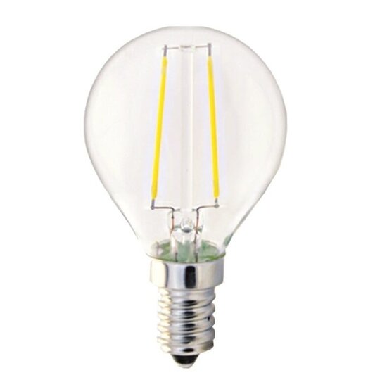 Fantasia LED kogellamp E14 G45 4W, helder glas met kooldraadeffect, 2700K warm wit licht, dimbaar