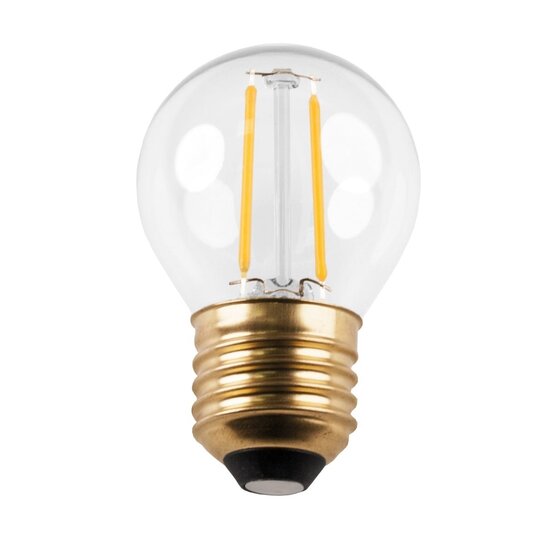 Fantasia LED kogellamp E14 G45 4W, helder glas met kooldraadeffect, 2700K warm wit licht, dimbaar