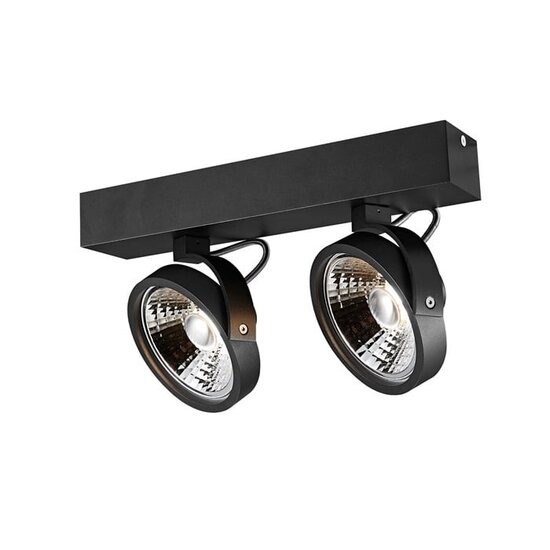Fantasia Pulse-2 dubbele plafondlamp zwart, richtbaar, incl. 2x AR111 LED 12W 2700K 1386 lumen, dimbaar