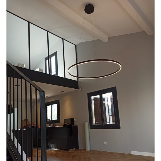 Fantasia Guri suspension LED ronde blanche, Ø60cm, 54W, 3000K blanc chaud, dimmable, éclaire vers le haut et le bas