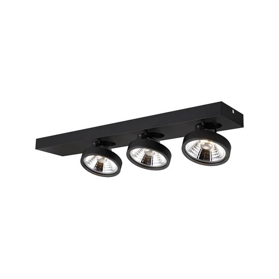 Fantasia Fantasia AEON plafondspot met 3 x AR111 12W LED, zwarte poedercoating, dimbaar, 2700K warm wit, 580 x 150 x 120 mm
