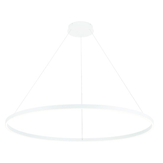 Suspension ronde Fantasia Guri LED blanche, Ø120cm, 125W, 3000K dimmable, aluminium/plexi, IP20
