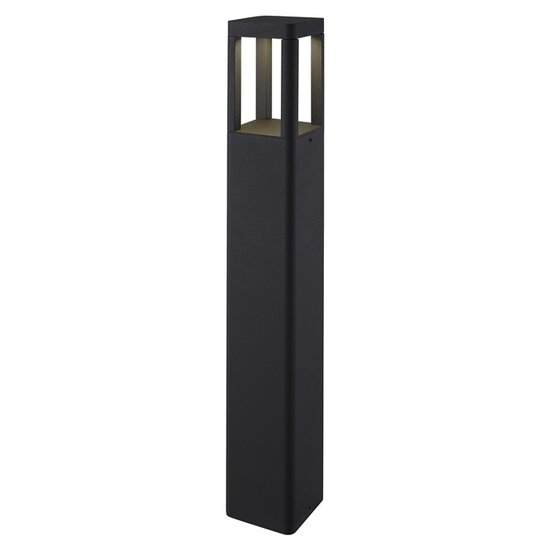 Fantasia poteau de jardin carré noir, 65 cm de haut et 8,5 cm de large, avec LED 7W intégrée (3000K, 595 lumens) et IP65