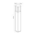 Fantasia schwarzer quadratischer Gartenmast, 65 cm hoch und 8,5 cm breit, mit integrierter 7W-LED (3000K, 595 Lumen) und IP65