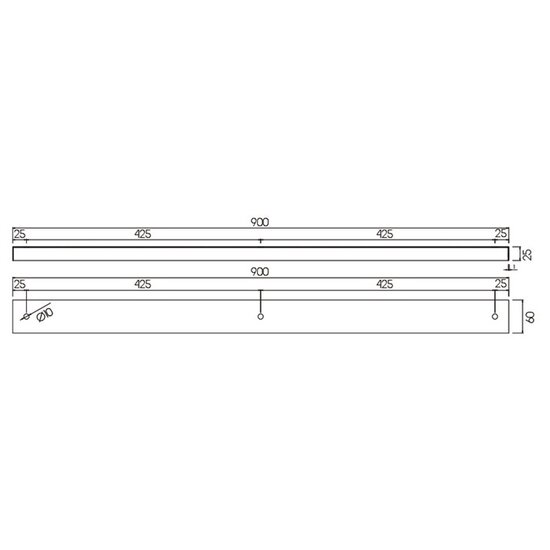 Fantasia langwerpige opbouwbasis met 3 boorgaten voor pendellampen, zwart, 90 cm