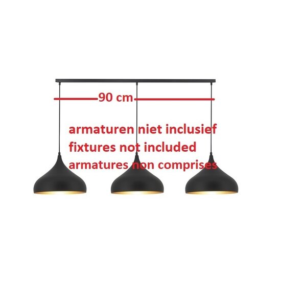 Base en saillie allongee Fantasia avec 3 trous de percage pour suspensions, noire, 90 cm