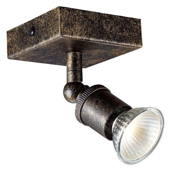 Fantasia STUGA vierkante plafondlamp in roestkleur met 1 richtbare GU10 LED-spot van 5 W