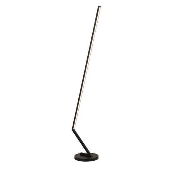 Lámpara de pie de diseño Fantasia en forma de varilla negra, LED integrado 24W, 3000K blanco cálido, regulable, altura 1534 mm