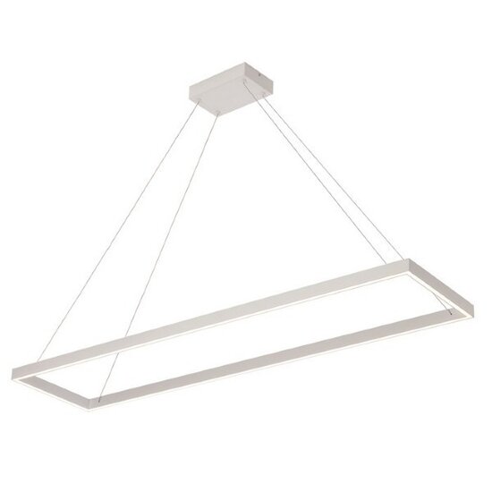 Lampara colgante de diseno Fantasia rectangular en blanco, 30x120 cm, con LED integrado regulable de 53 W