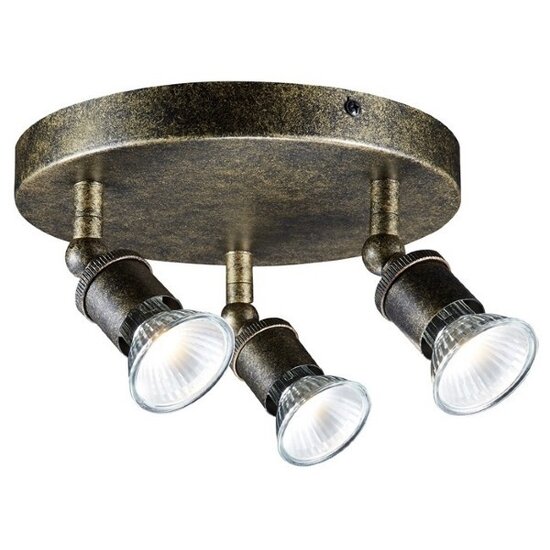 Fantasia STUGA plafondlamp rond roestkleur, 3x GU10 5W LED incl., dimbaar, 2700K warm wit, 400 lumen