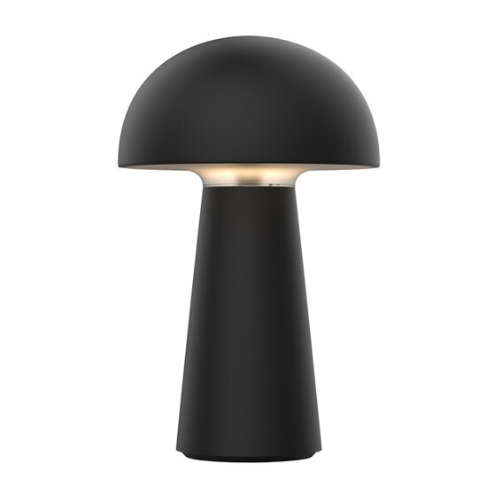 Fantasia Boleto lámpara de mesa recargable LED, 4,7W 170 lúmenes 3000K, regulable táctil, recargable por USB, IP44, negro mate, Ø135 x 215 mm