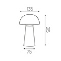 Fantasia Boleto rechargeable LED table lamp, 4.7W 170 lumen 3000K, touch dimmable, USB rechargeable, IP44, matte black, Ø135 x 215 mm