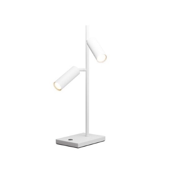 Fantasia Fantasia Lopal Tischlampe mit 2 verstellbaren LED-Spots aus weißem Aluminium, dimmbar per Touch