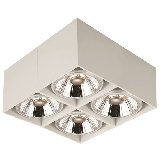 Fantasia Fantasia BOX-4L vierkante plafondlamp met 4 dimbare AR111 LED-spots van 12W, wit