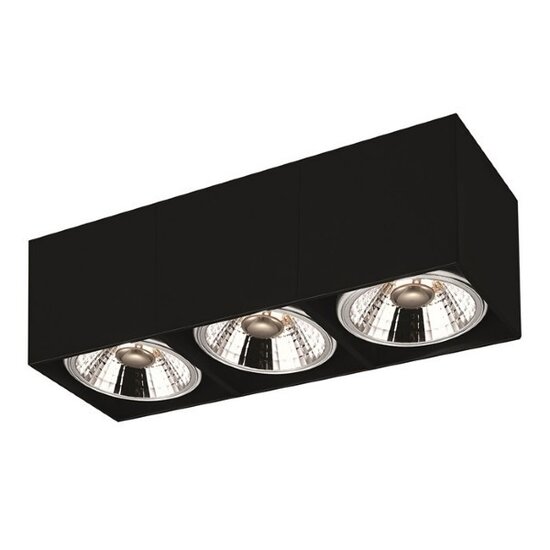 Fantasia Fantasia BOX-3L plafondlamp met 3 AR111 LED-spots, zwart aluminium, 12W per spot, 2700K warm wit, dimbaar