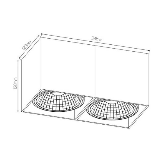 Fantasia Fantasia BOX-2L rechthoekige plafondlamp met 2 dimbare AR111 LED-spots van 12W, wit