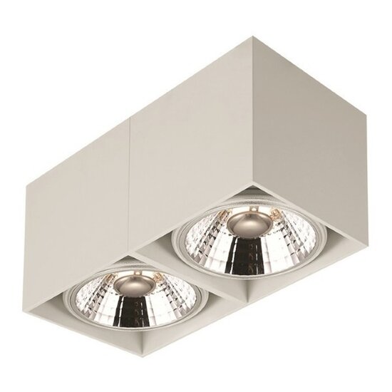 Fantasia Fantasia BOX-2L rechthoekige plafondlamp met 2 dimbare AR111 LED-spots van 12W, wit