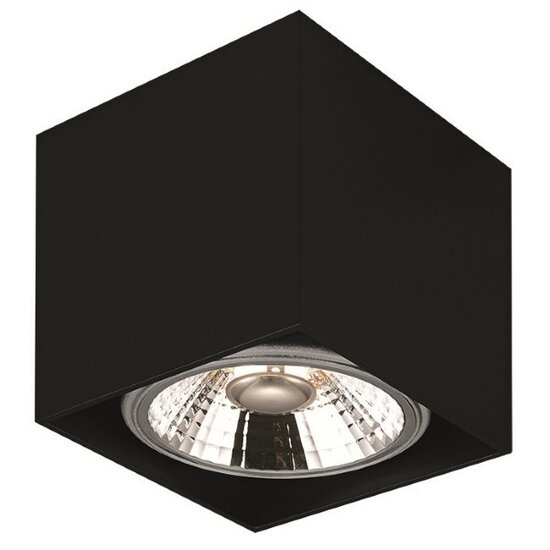 Fantasia Fantasia BOX-1L spot en saillie carré noir, aluminium, avec AR111 LED 12W 2700K 1130 lm, variable, IP20