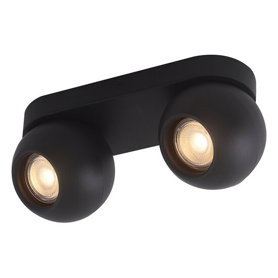 Fantasia TRITON rectangular ceiling spot with 2 adjustable GU10 spots in black aluminium