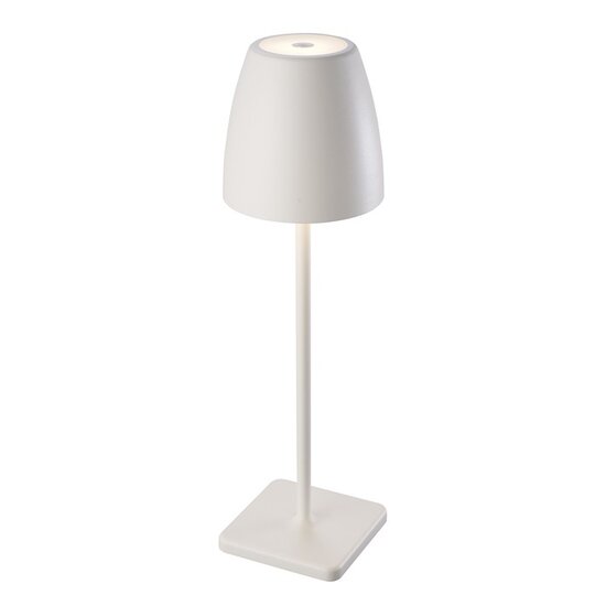 Fantasia Ina lampe de table rechargeable blanche, IP54, 180 lumens, 3000K blanc chaud, dimmable en 3 étapes