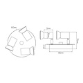 Fantasia RIVERA plafonnier rond chrome, 3 spots GU10 LED orientables, IP44, dimmable
