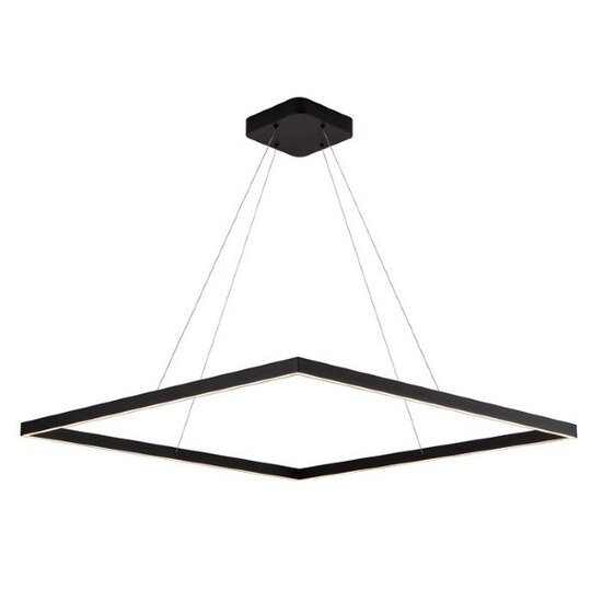 Fantasia GURI lámpara colgante XXL cuadrada negra 900x900mm, LED 98W, 3000K blanco cálido, regulable