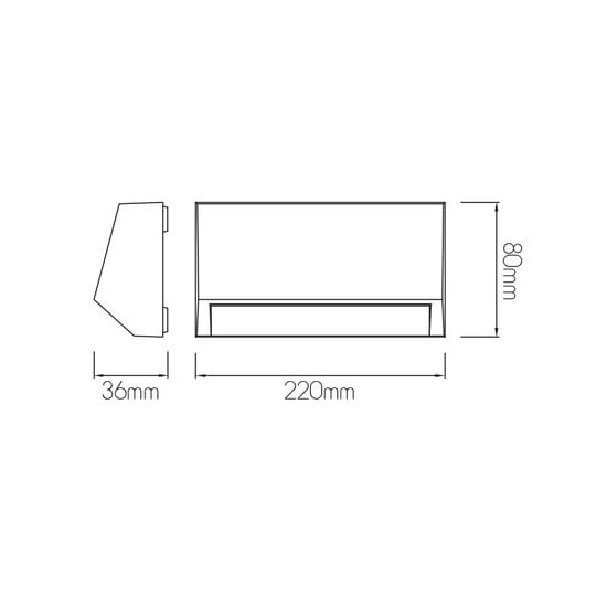 Fantasia Kito wandlamp voor buiten, grijs kunststof, ingebouwde SMD LED 3,8W, 490 lumen, 3000K, IP65, 220 x 80 x 36 mm
