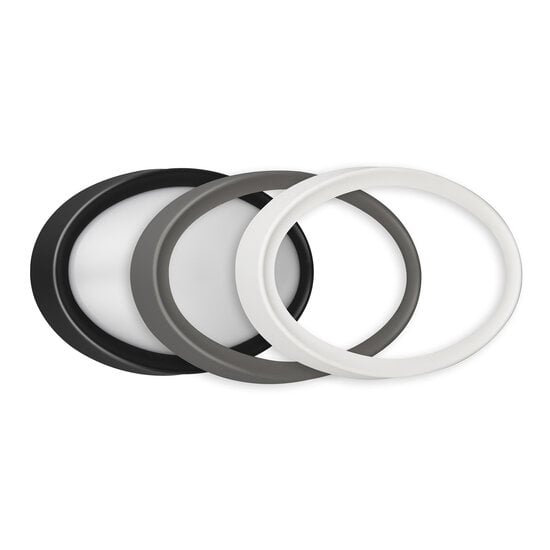 Fantasia Milo ovale wandlamp voor buiten, SMD LED 8W ingebouwd, 840 lumen, 3000K, IP65, met afdekring in zwart, wit en grijs