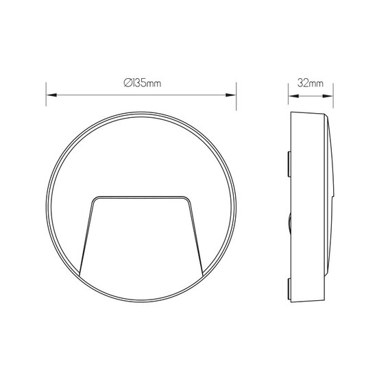 Fantasia SIBO LED buitenwandlamp, rond model 135mm, IP65, 2,8W / 310 lumen, 3000K warm wit, cover in zwart, wit of grijs