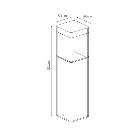 Fantasia TUVA 2 tuinpaal zwart, 350mm hoog, 7W COB LED 595 lumen, 3000K warm wit, IP65