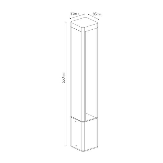 Fantasia Fantasia TUVA 2 Gartenpoller aus schwarzem Aluminium, 650mm hoch, 7W COB LED 3000K, 595 Lumen, IP65