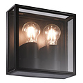 Fantasia Fantasia KELSO aplique de pared exterior con 2x portalámparas E27, negro mate, aluminio y cristal, IP65