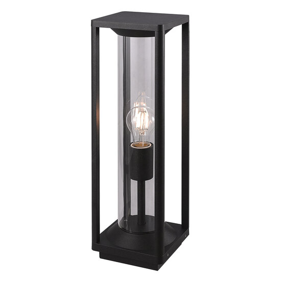 Fantasia Fantasia Kelso poste de jardín 500mm, aluminio y vidrio negro mate, portalámparas E27 max 15W, IP65 para exterior