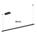 Fantasia Fantasia GURI lámpara colgante, línea de luz negra 180 cm, 40W LED 3000K blanco cálido, regulable, aluminio, IP20