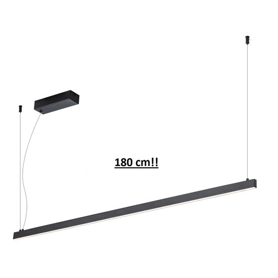 Fantasia Fantasia GURI hanglamp, lange zwarte lichtlijn 180 cm, 40W LED 3000K warm wit, dimbaar, aluminium, IP20