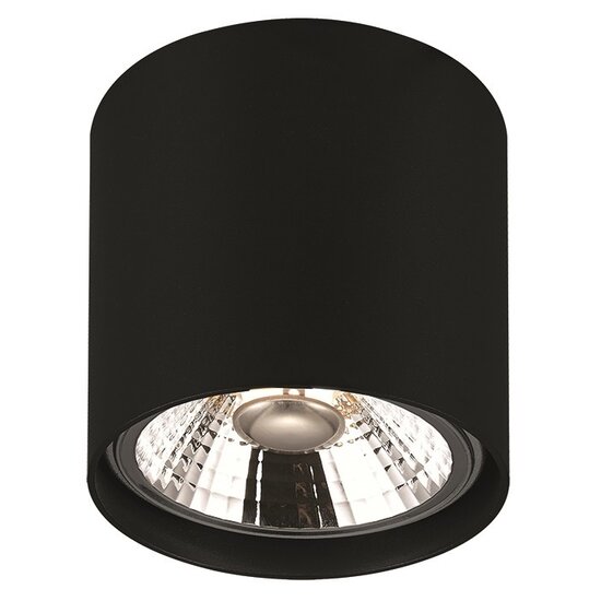 Fantasia Fantasia Box ronde opbouwspot in zwart aluminium met poedercoating, incl. dimbare AR111 LED 12,4W 2700K, 1386 lumen
