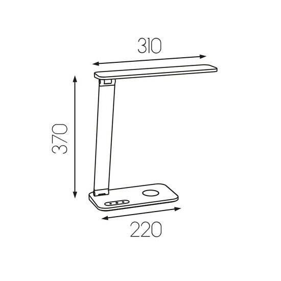 Fantasia Quonos bureellamp met wireless charge functie, LED 7W ingebouwd, 3000K, mat zwart, 310 x 374 mm
