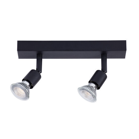Fantasia Fantasia Rune Deckenleuchte mit 2x GU10 LED, dimmbar, schwarzer Stahl, 2700K warmweiß, IP20