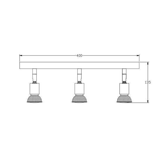 Fantasia Rome spot plafonnier rectangulaire a 3 points lumineux, LED GU10 dimmable 4,3W incl.
