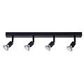 Fantasia RUNE 4-lichts plafondlamp met 4 GU10 LED-spots (4,3W, 2700K, dimbaar), stalen balk 550 mm, zwart, IP20.