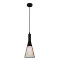Fantasia Tango pendant light with E27 socket, matt black steel frame and white fabric shade, 155 mm diameter, 365 mm height