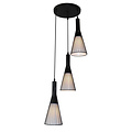 Fantasia Lámpara colgante Tango de Fantasia con 3 casquillos E27, estructura negro mate y pantallas de tela blanca, 1200 mm