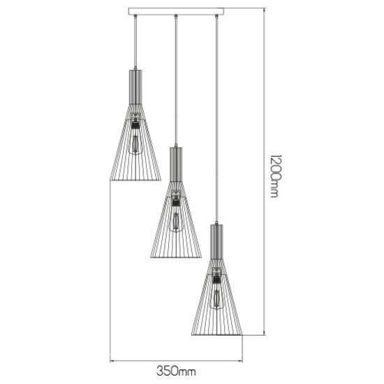 Fantasia Fantasia Tango hanglamp met 3 lichtpunten, fitting E27, mat zwart frame en witte stoffen kappen, 1200 mm