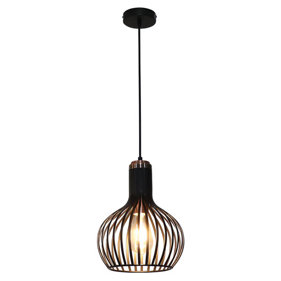 Fantasia Fantasia RAGA pendant light with 1x E27 fitting, black with copper-coloured details, diameter 23.5 cm, height 32 cm.