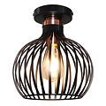 Fantasia Raga plafón de 1 punto de luz en acero negro con detalles cobre, casquillo E27, diámetro 235 mm