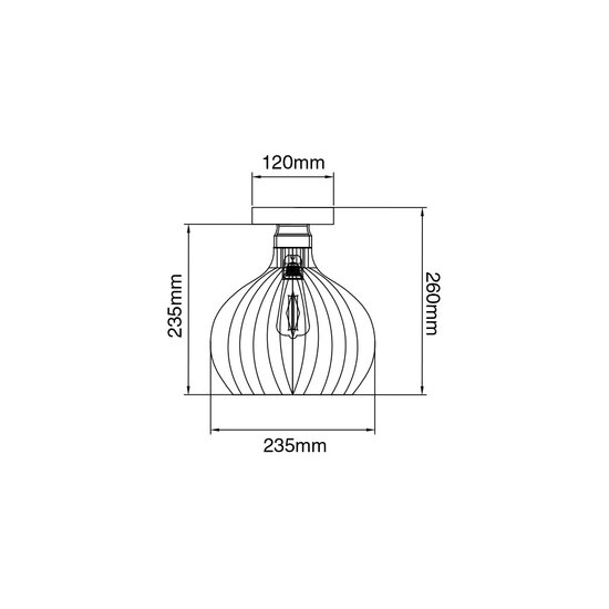 Fantasia Raga 1-lichts plafondlamp in zwart staal met koperkleurige details, E27 fitting, diameter 235 mm