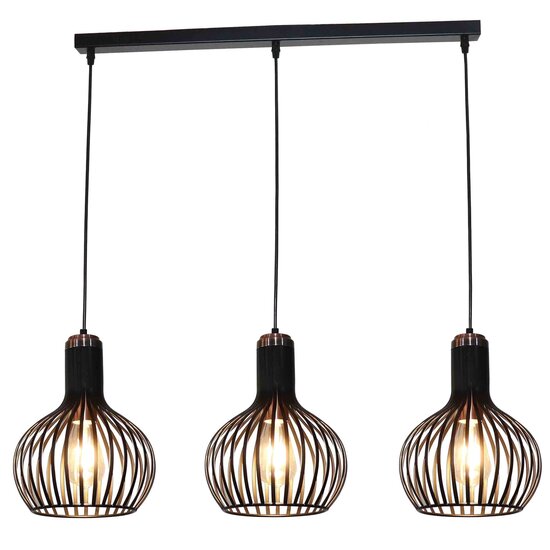 Fantasia Lámpara colgante Fantasia RAGA, 3 puntos de luz con casquillo E27, acero, negro/cobre, 885 x 1200 mm, IP20