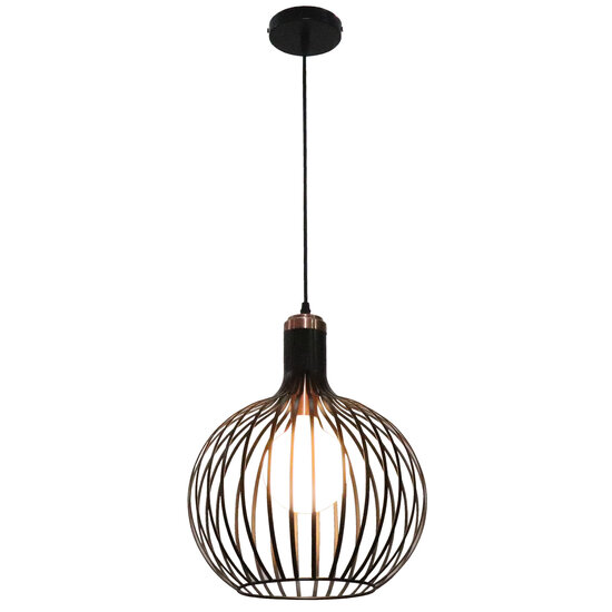 Fantasia RAGA hanglamp met 1x E27-fitting, stalen armatuur zwart met koper, diameter 35 cm, hoogte 41 cm, IP20.